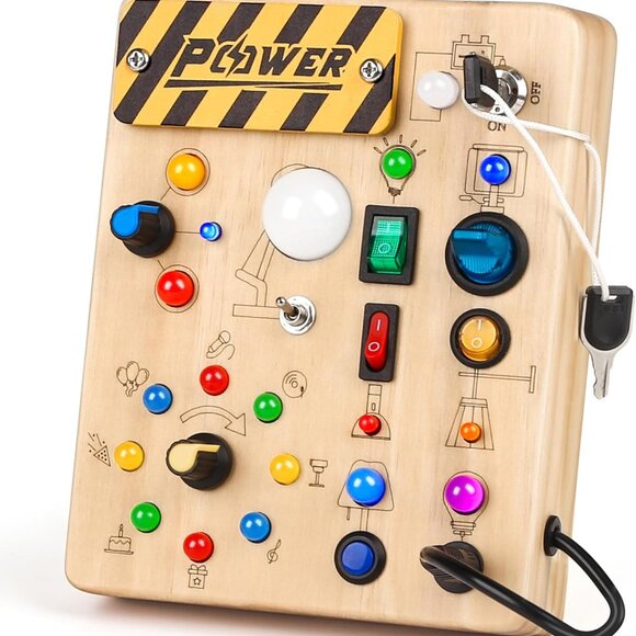 Travel-Friendly Montessori Busy Board – Educational Toy with LED Switch Designs - Picture 1 of 7